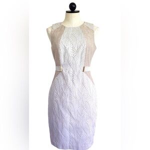 Calvin Klein Women’s Shneath Jacquard Ivory , latte two tone sleeveless dress